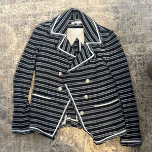 Veronica Beard Navy and White Striped Blazer